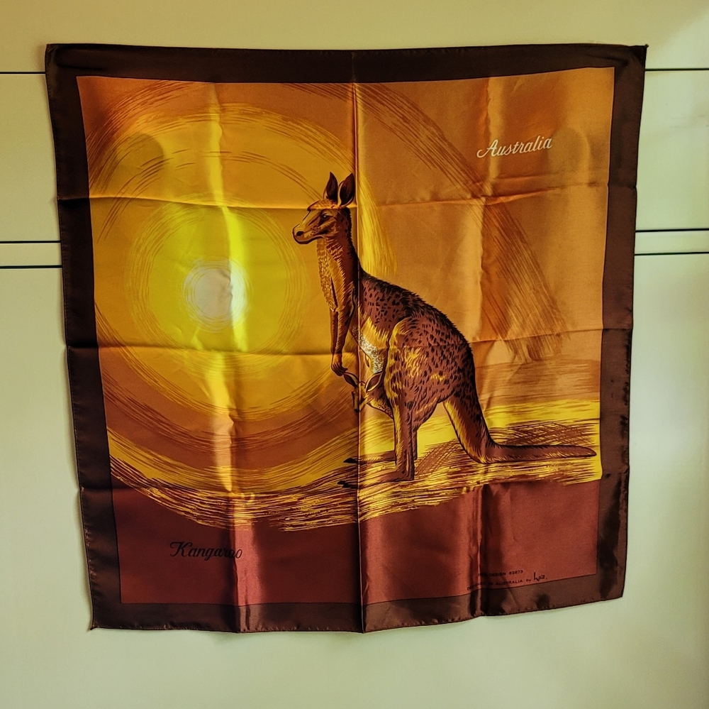 Vintage Satin Australia Kangaroo Scarf